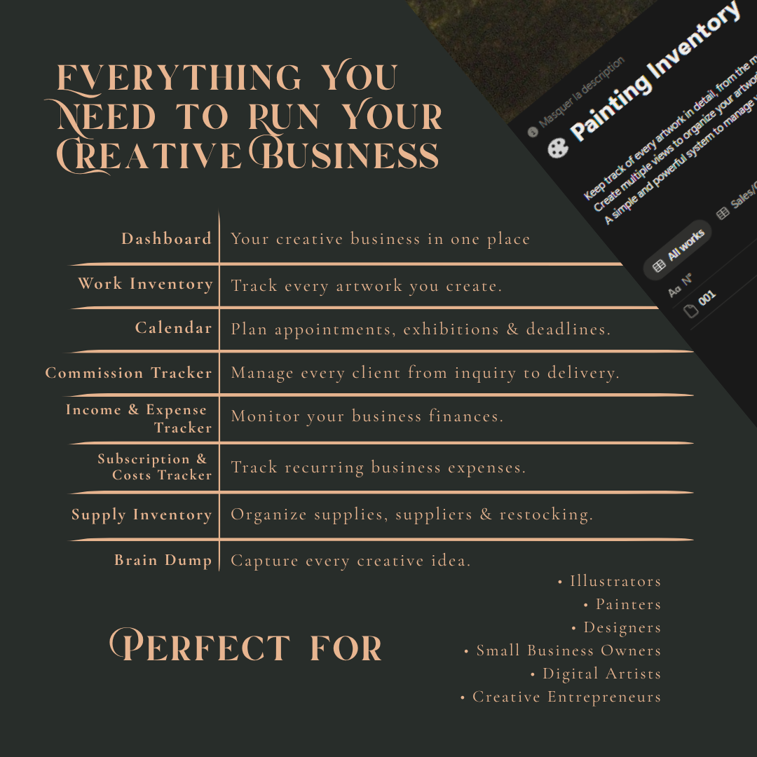 Notion Artist Business Studio | Creative Dashboard Template