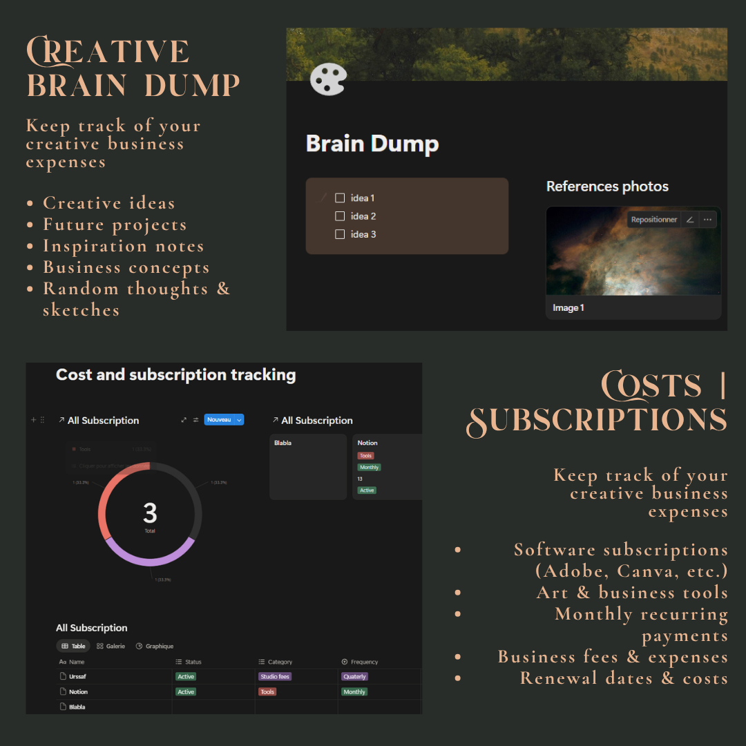Notion Artist Business Studio | Creative Dashboard Template