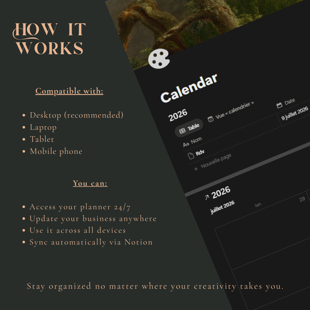 Notion Artist Business Studio | Creative Dashboard Template