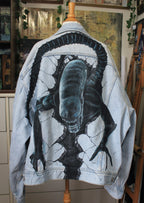 Veste en jean peinte à la main | Xénomorphe Alien 👽